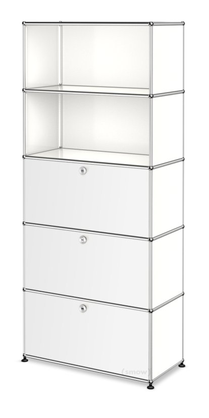 Étagère à dossiers USM Haller M, personnalisable, Blanc pur RAL 9010, Ouvert, Avec  porte abattante, Avec  porte abattante, Avec  porte abattante