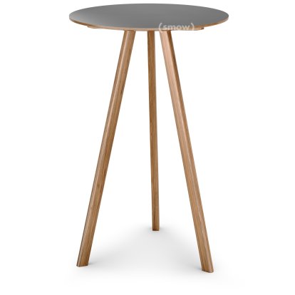 Copenhague Round Table CPH20, Ø 70 x H 105, Chêne laqué, Linoleum gris