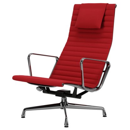 Aluminium Chair EA 124, Chromé, Hopsak, Rouge / rouge coquelicot