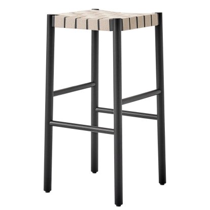 Tabouret de bar Betty TK7 / TK8, Version bar: 76 cm, Noir / lin naturel