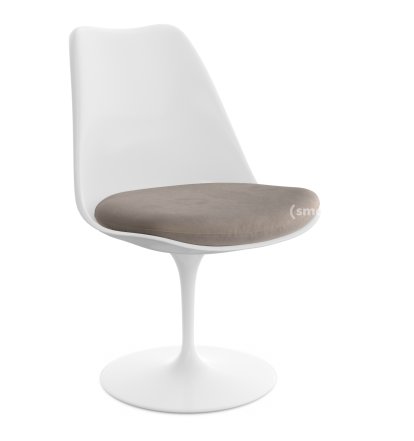Chaise Tulip Saarinen, Rotatif, Coussin d'assise, Blanc, Beige (Eva 177)