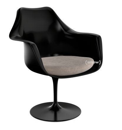 Fauteuil Tulipe Saarinen, Statique, Coussin d'assise, Noir, Beige (Eva 177)