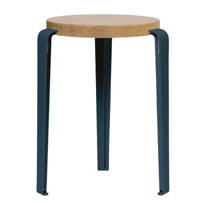 Tabouret Lou, bois massif, Chêne massif, Bleu nuit