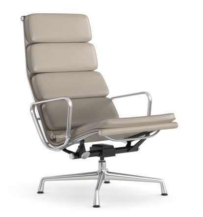 Soft Pad Chair EA 222, Piétement poli, Cuir Premium F sable, Plano gris mauve