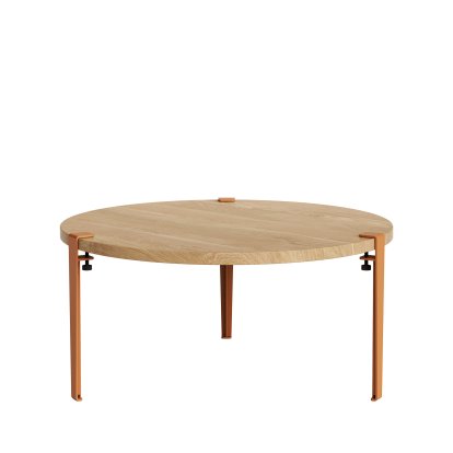 Table basse Brooklyn Tiptoe, Finition chêne, Rouge tangerine