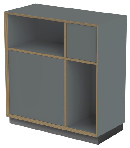 Étagère Vertiko Ply, Version 1, Anthracite, Avec socle