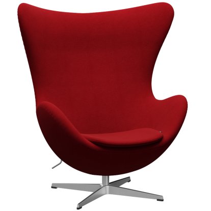 Fauteuil Egg (Oeuf), Hallingdal 65, 674 - Rouge, Aluminium satiné et poli, Sans repose-pied