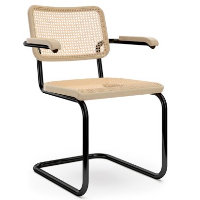 Chaise S 64 V Pure Materials, Frêne / naturel, Noir (RAL 9005), Patins en plastique noir avec feutre