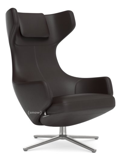 Fauteuil Grand Repos, Fauteuil Grand Repos, Cuir Premium F chocolat, 45 cm, Poli