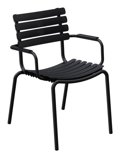 Chaise ReCLIPS, Noir, Accotoirs aluminium