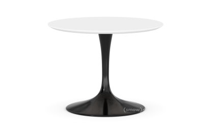 Table basse ronde Saarinen, Petit (H 36/37 cm, ø 51 cm), Noir, Stratifié blanc