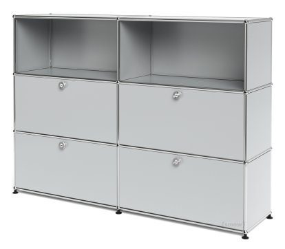 Meuble haut Highboard L USM Haller avec 4 portes battantes, Gris clair RAL 7035