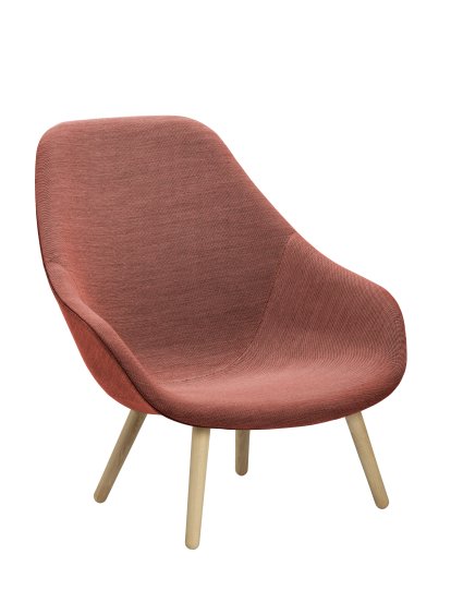 Fauteuil About A Lounge Chair High AAL 92, Steelcut Trio 515 - rose pale, Chêne laqué, Sans coussin d'assise