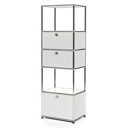 USM Haller Étagère de salon M Type 2, Gris clair RAL 7035, Avec 2 portes abattantes et 1 porte coulissante (incl. cadre métallique)