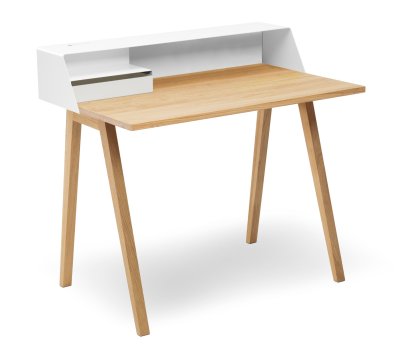 Secrétaire PS04 / PS05 , L 100 x P 63 (PS04), Blanc pur (RAL 9010), Chêne huilé  , Avec boîtier électrique