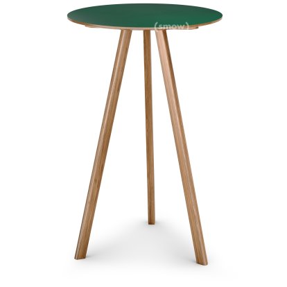 Copenhague Round Table CPH20, Ø 70 x H 105, Chêne laqué, Linoleum vert