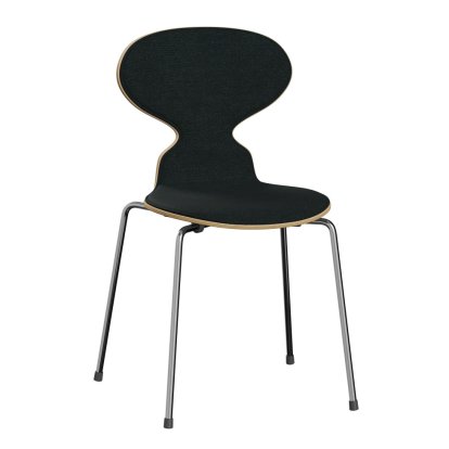 Chaise Fourmi (Ant) 3101 avec rembourrage avant, Bois laqué clair, Hêtre naturel, Remix 183 - Noir, Chromé