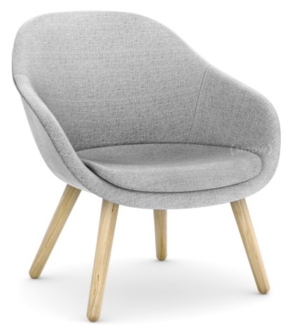 Fauteuil About A Lounge Chair Low AAL 82, Hallingdal 130 - gris clair, Chêne laqué, Avec coussin d'assise