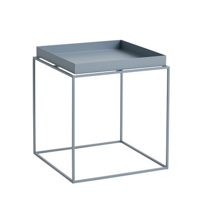 Table avec plateau Tray, H 40/44 x L 40 x P 40 cm, Bleu pigeon