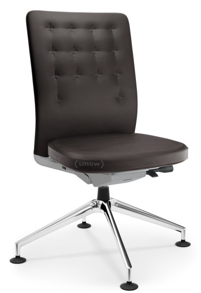 ID Trim Conference, Sans support lombaire, Sans accotoirs, Soft grey, Assise et dossier cuir, Chocolat