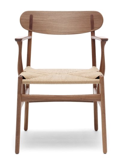 Chaise CH26, Noyer laqué naturel, Naturel