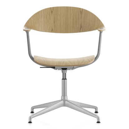 Chaise pivotante Mynt, Chêne naturel, vernis de protection, Sans rembourrage, Sans rembourrage, Aluminium sablé, Patins en feutre pour sols durs