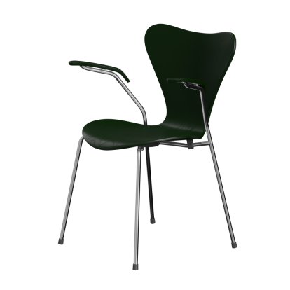 Chaise avec accotoirs Série 7 3207 New Colours, Frêne coloré, Evergreen, Chromé