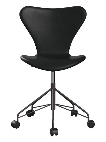 Chaise de bureau pivotante Série 7 3117/3217 Rembourrage intégral, Sans accotoirs, Cuir Grace marron foncé, Noir