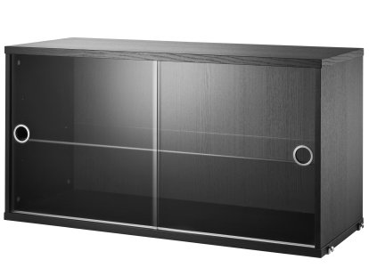 Caisson avec portes coulissantes en verre String System, Placage frêne noir