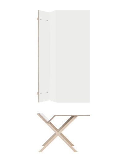 Bureau Kant, 190 cm, 74 cm, FU (bouleau contreplaqué) stratifié blanc soie mat
