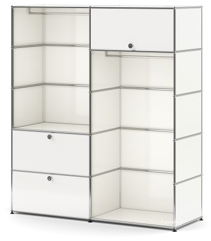 Penderie USM Haller L avec 2 tringles, Blanc pur RAL 9010