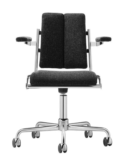 Chaise de bureau pivotante D12, Tissu Hallingdal 180 - anthracite , Durs pour tapis