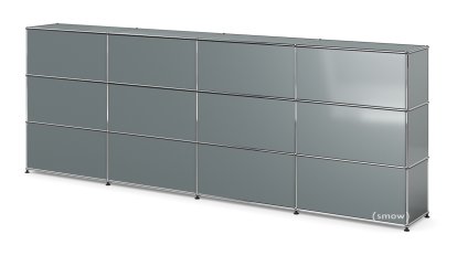 Comptoir d’accueil USM Haller version 1, Gris moyen RAL 7005, 300 cm (4 éléments), 35 cm