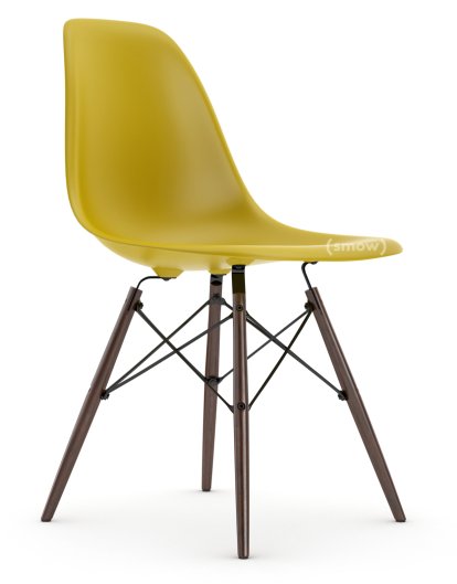 Eames Plastic Side Chair DSW, Moutarde, Sans rembourrage, Sans rembourrage, Version standard - 43 cm, Érable foncé