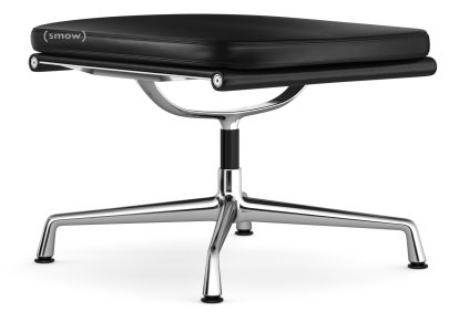 Soft Pad Chair EA 223, Piétement chromé, Cuir Standard nero, Plano nero