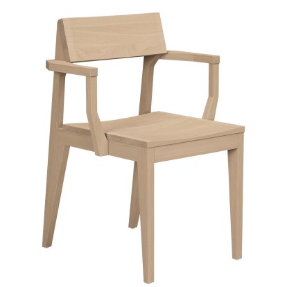 Chaise Schulz avec accotoirs, Non rembourré, Chêne ciré avec pigment blanc