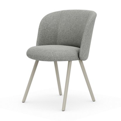 Chaise Mikado, Piètement à quatre pieds, 4 pieds, aluminium laqué craie, Nubia, Crème / gris sierra, Patins en feutre pour sols durs