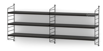 Étagère murale M String, 20 cm, Noir, Placage frêne noir