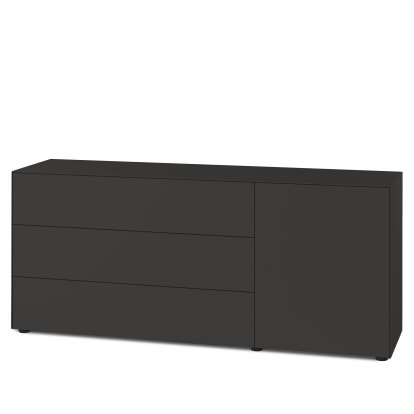Nex Pur Box 2.0 avec tiroirs et portes, 48 cm, H 75 cm x B 180 cm (avec porte et trois tiroirs), Graphite