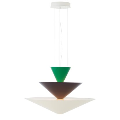Suspension Gio LN14 / LN15, Ø 92 cm x H 61 cm, Vert signal, bleu profond et blanc écru
