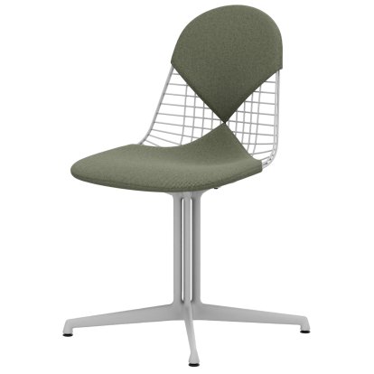 Chaise Wire Chair DKL, Revêtement blanc, Coussin pour assise et dossier (Bikini), Ivoire / forêt