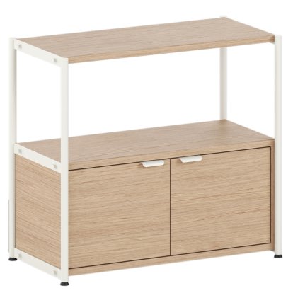 Buffet Unit M en bois, 1 x porte double, Chêne / Blanc crème