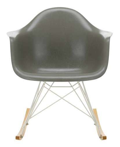 Eames Fiberglass Armchair RAR, Eames raw umber, Blanc, Érable nuance de jaune
