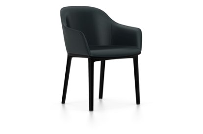 Softshell Armchair, Basic dark, Cuir (Standard), Nero, Patins pour tapis