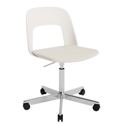 Chaise pivotante Layout 143 avec assise rembourrée, Blanc crème / Mode 011, Aluminium poli