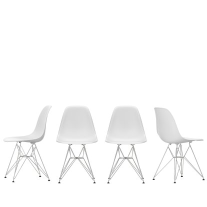 Eames Plastic Sidechair DSR Lot promotionnel de 4, Coton blanc RE, chromé