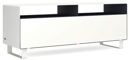 Meuble TV R 109, Bicolore   , Blanc pur (RAL 9010) - Gris anthracite (RAL 7016), Piétement luge laqué de la même couleur que l'extérieur