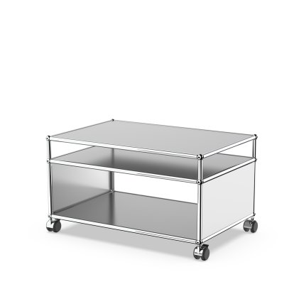 USM Haller table d'appoint à roulettes, Argent mat USM, Durs pour tapis
