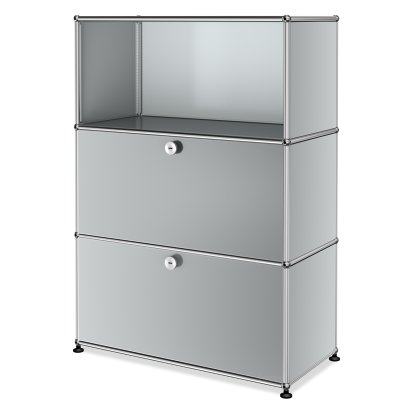 Meuble haut Highboard M USM Haller, personnalisable, Gris clair RAL 7035, Ouvert, Avec  porte abattante, Avec  porte abattante