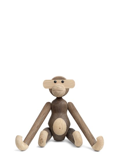 Figurine Singe, Petit (H 19 cm), Chêne fumé/chêne naturel